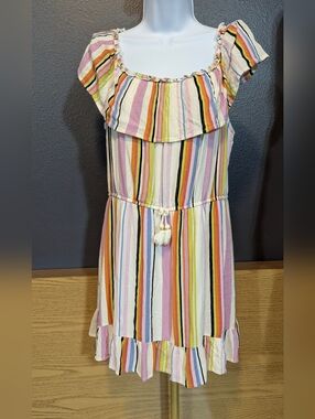 art class Pastel Multi-Stripe Ruffle Summer Dress XL